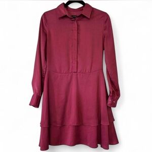 J. Peterman Women’s Double Peplum Tunic Dress Berry Size 0 Satin